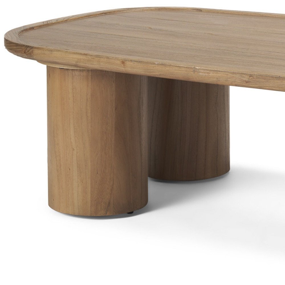 Natural Solid Wood Oval Coffee Table - 55-inch