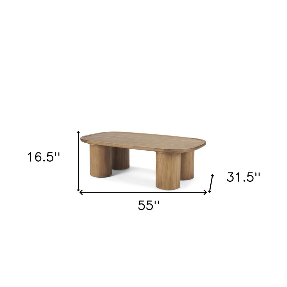 Natural Solid Wood Oval Coffee Table - 55-inch