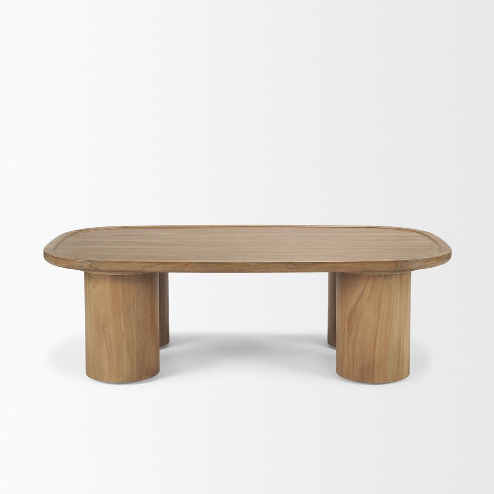 Natural Solid Wood Oval Coffee Table - 55-inch