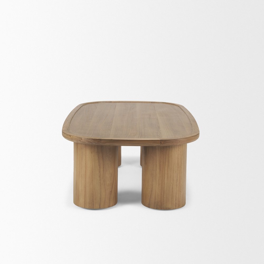 Natural Solid Wood Oval Coffee Table - 55-inch