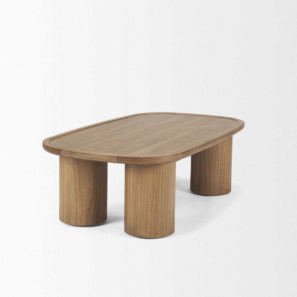 Natural Solid Wood Oval Coffee Table - 55-inch