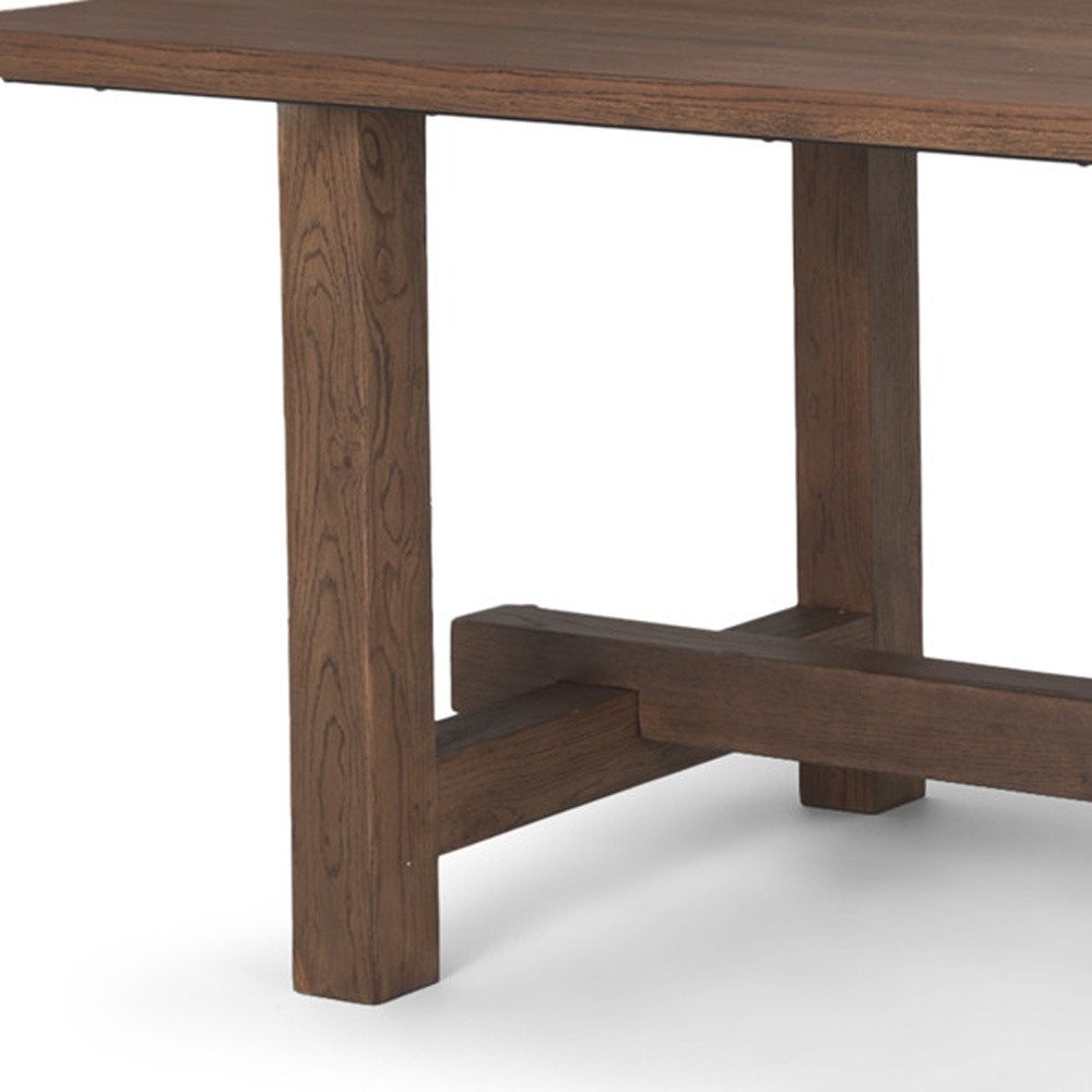 Brown Solid Wood Trestle Base Dining Table - 84-inch