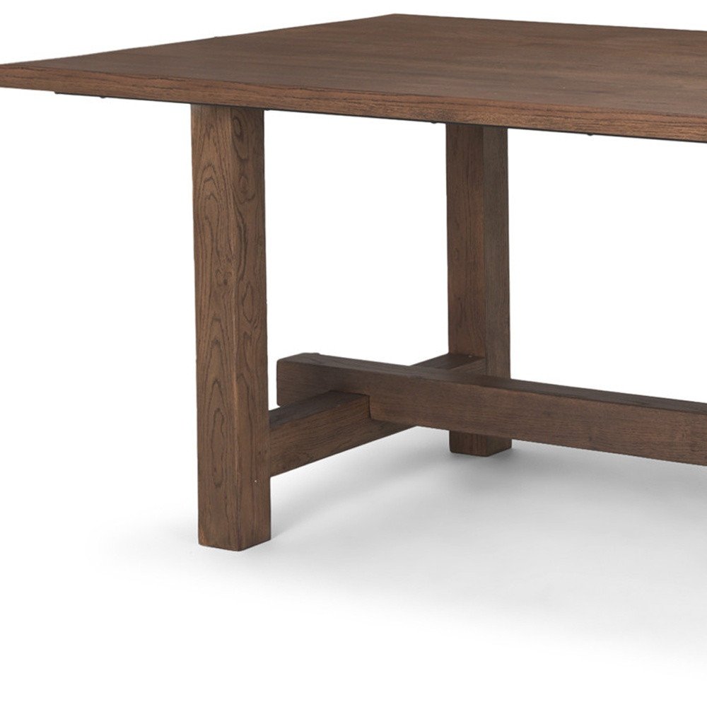 Brown Solid Wood Trestle Base Dining Table - 84-inch