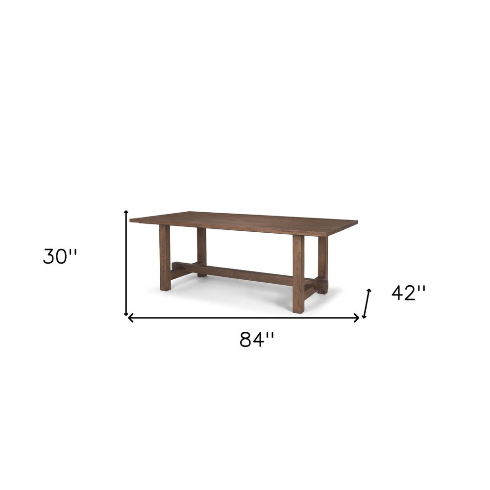 Brown Solid Wood Trestle Base Dining Table - 84-inch