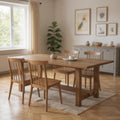Brown Solid Wood Trestle Base Dining Table - 84-inch