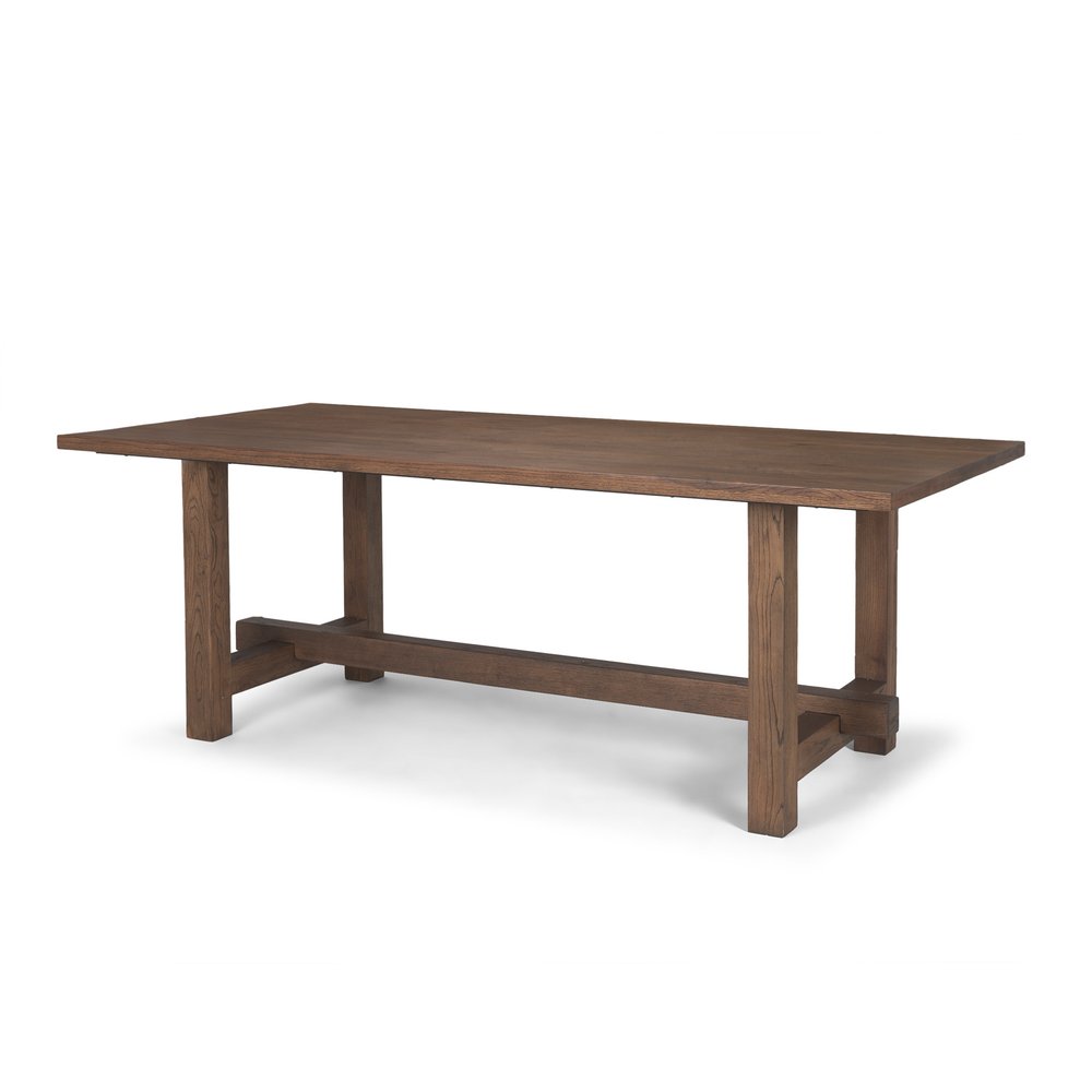 Brown Solid Wood Trestle Base Dining Table - 84-inch