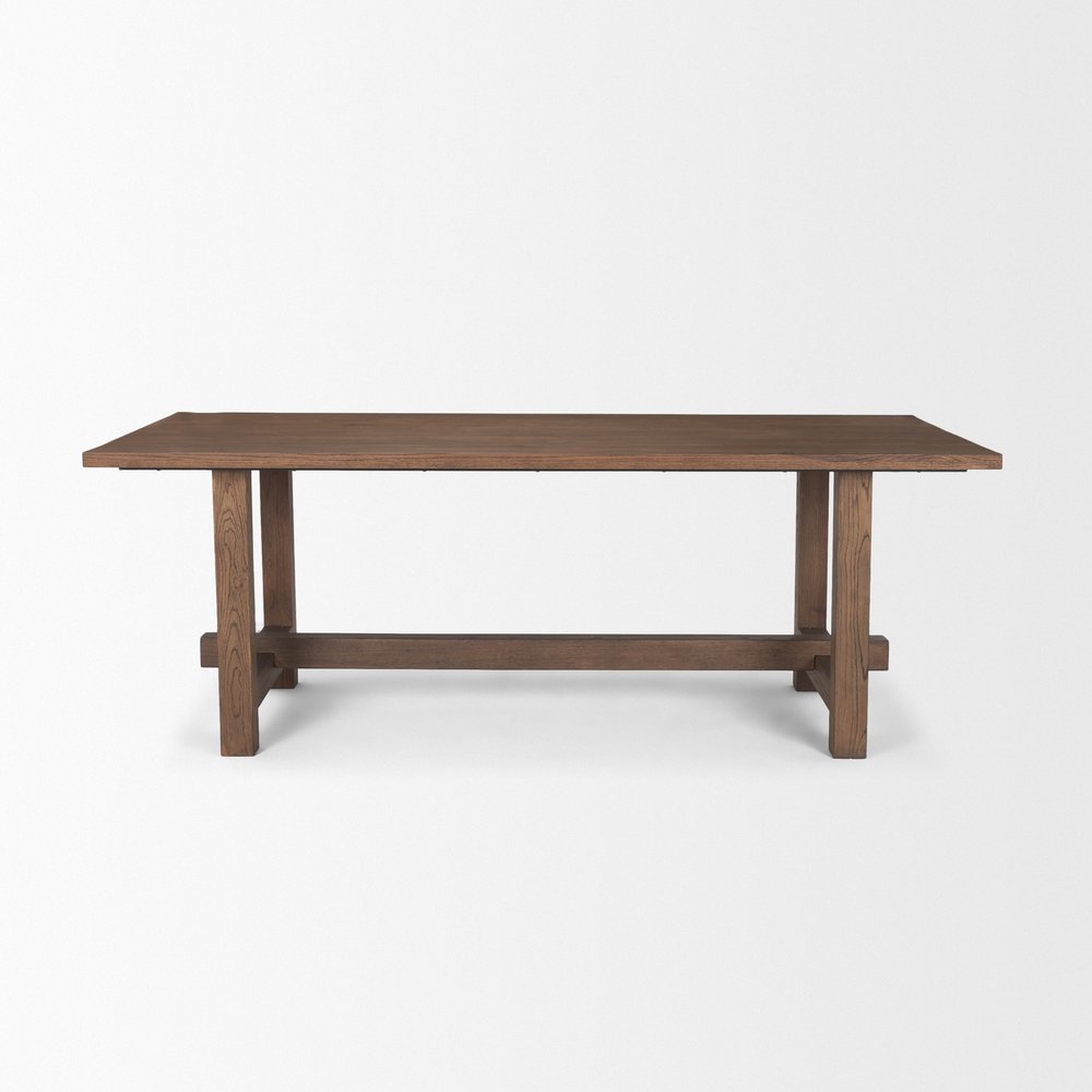 Brown Solid Wood Trestle Base Dining Table - 84-inch