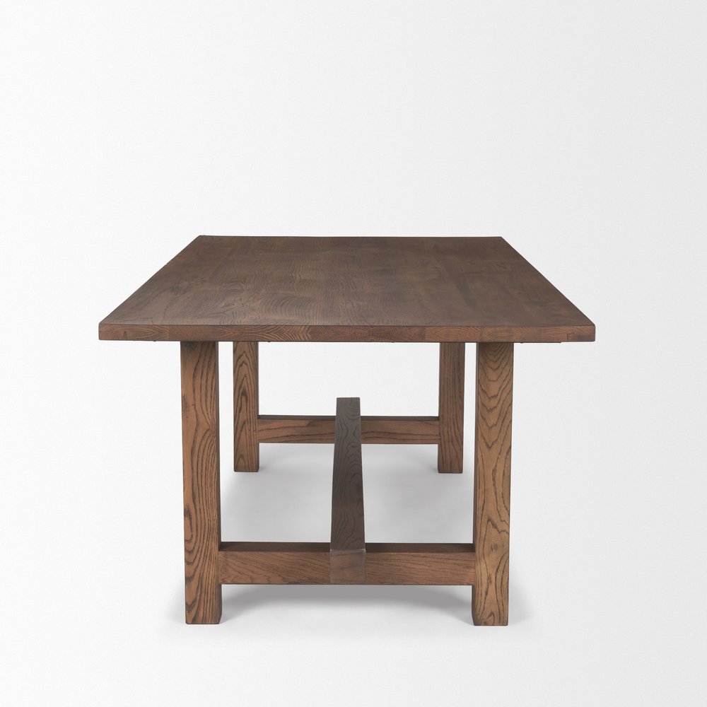 Brown Solid Wood Trestle Base Dining Table - 84-inch