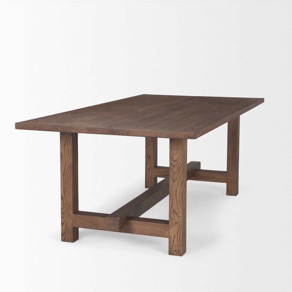 Brown Solid Wood Trestle Base Dining Table - 84-inch