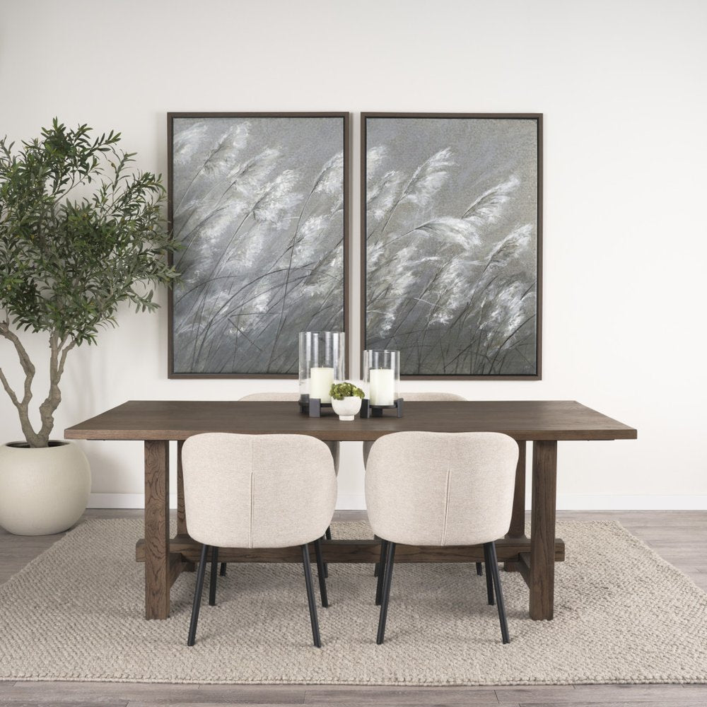 Brown Solid Wood Trestle Base Dining Table - 84-inch