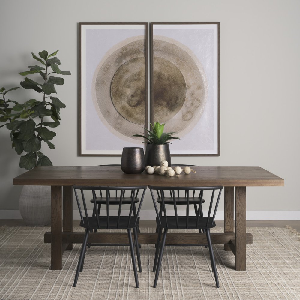 Brown Solid Wood Trestle Base Dining Table - 84-inch