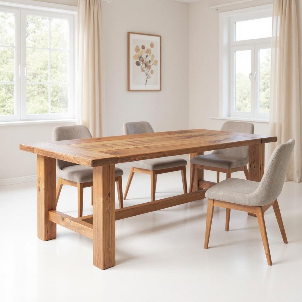 Natural Reclaimed Wood Trestle Base Dining Table - 95-inch