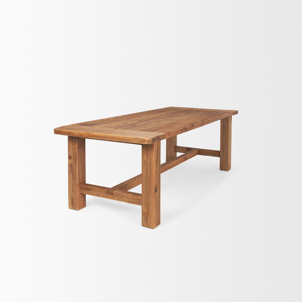 Natural Reclaimed Wood Trestle Base Dining Table - 95-inch