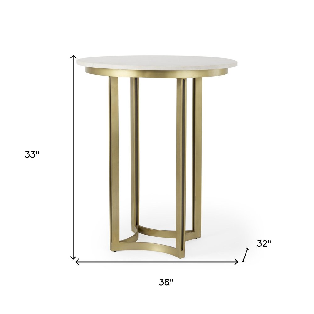 Gray Marble Pedestal Base Round Top Dining Table - 36-inch