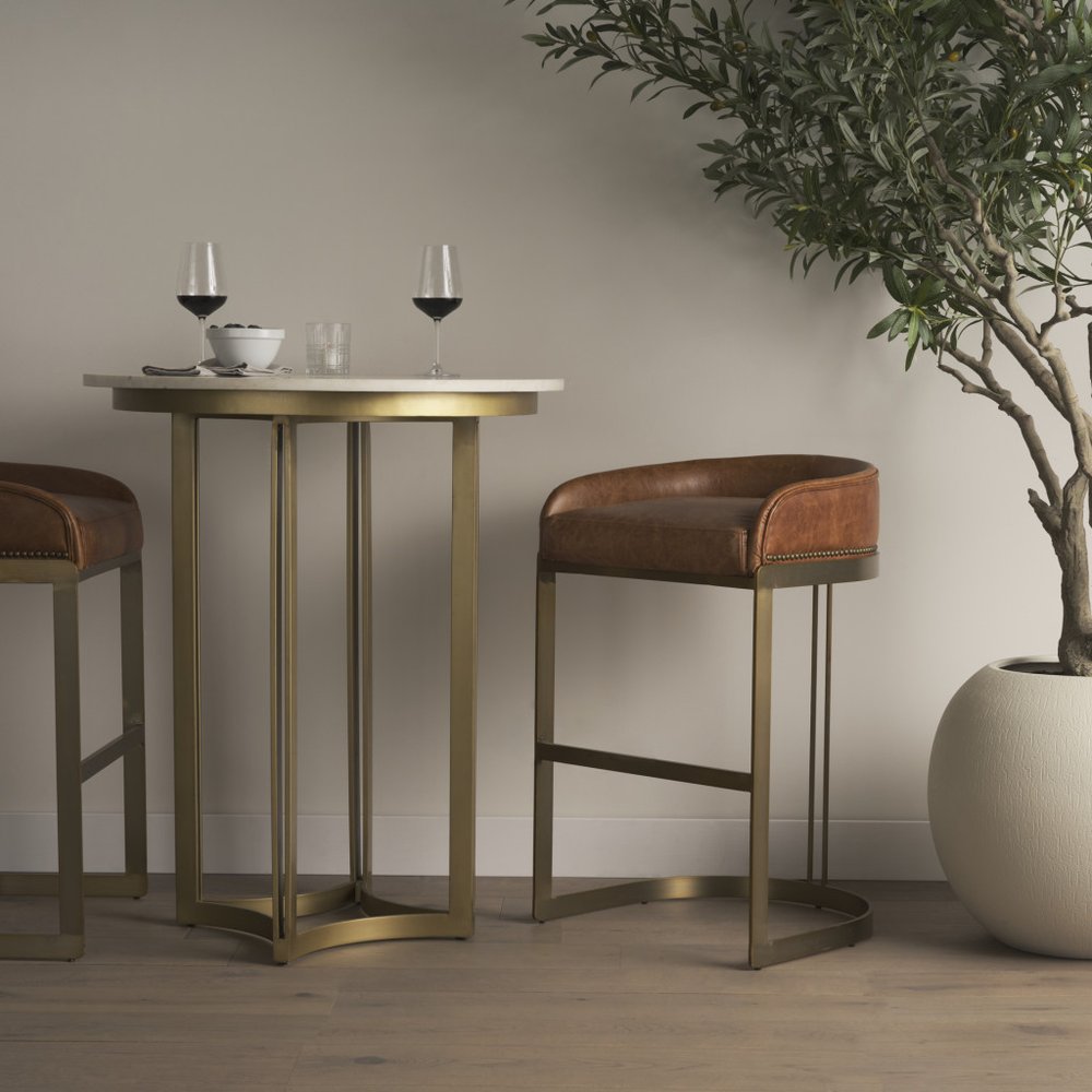 Gray Marble Pedestal Base Round Top Dining Table - 36-inch