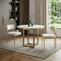 Gray Marble Pedestal Base Round Top Dining Table - 36-inch