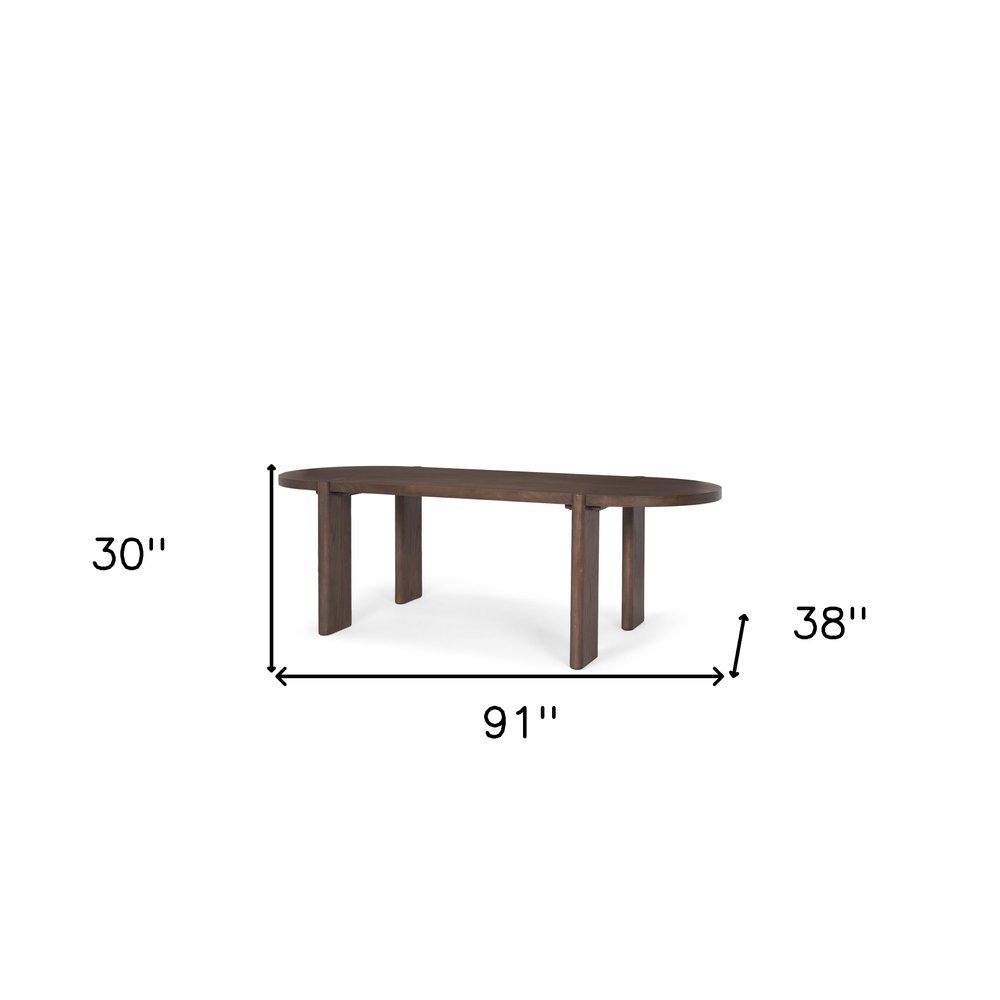 Brown Solid Wood Oval Dining Table - 91-inch