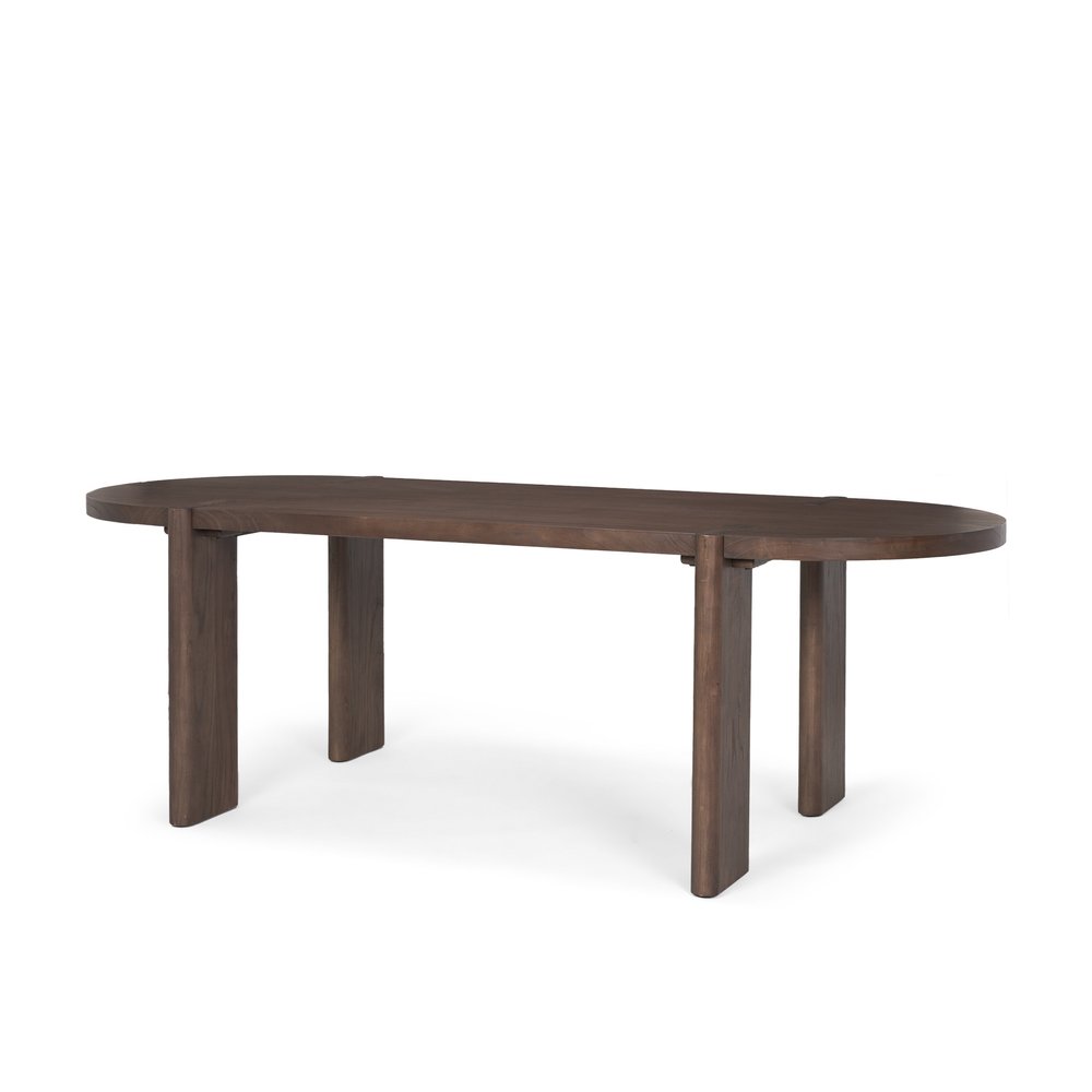Brown Solid Wood Oval Dining Table - 91-inch