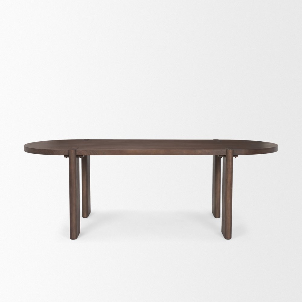 Brown Solid Wood Oval Dining Table - 91-inch