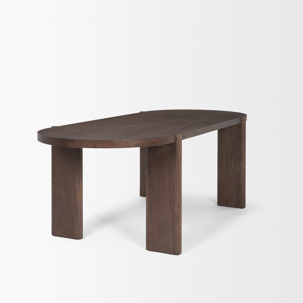 Brown Solid Wood Oval Dining Table - 91-inch