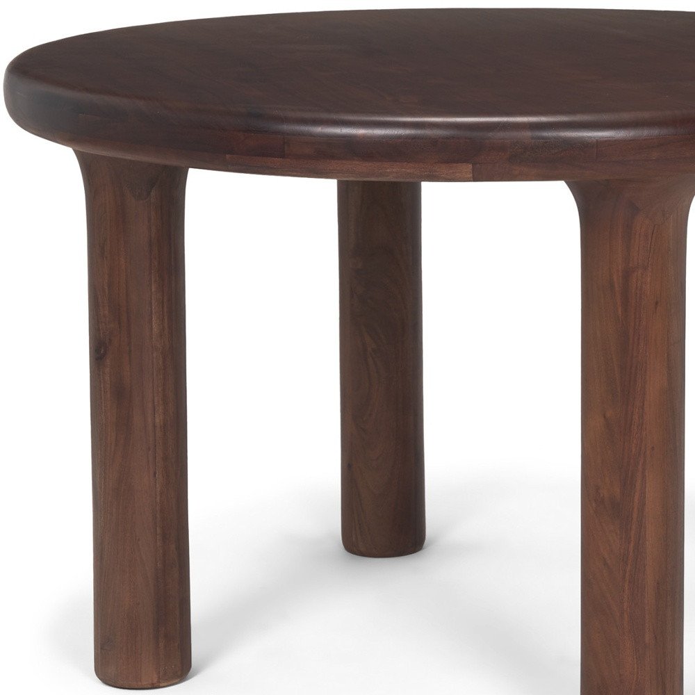 Brown Solid Wood Round Top Dining Table - 48-inch