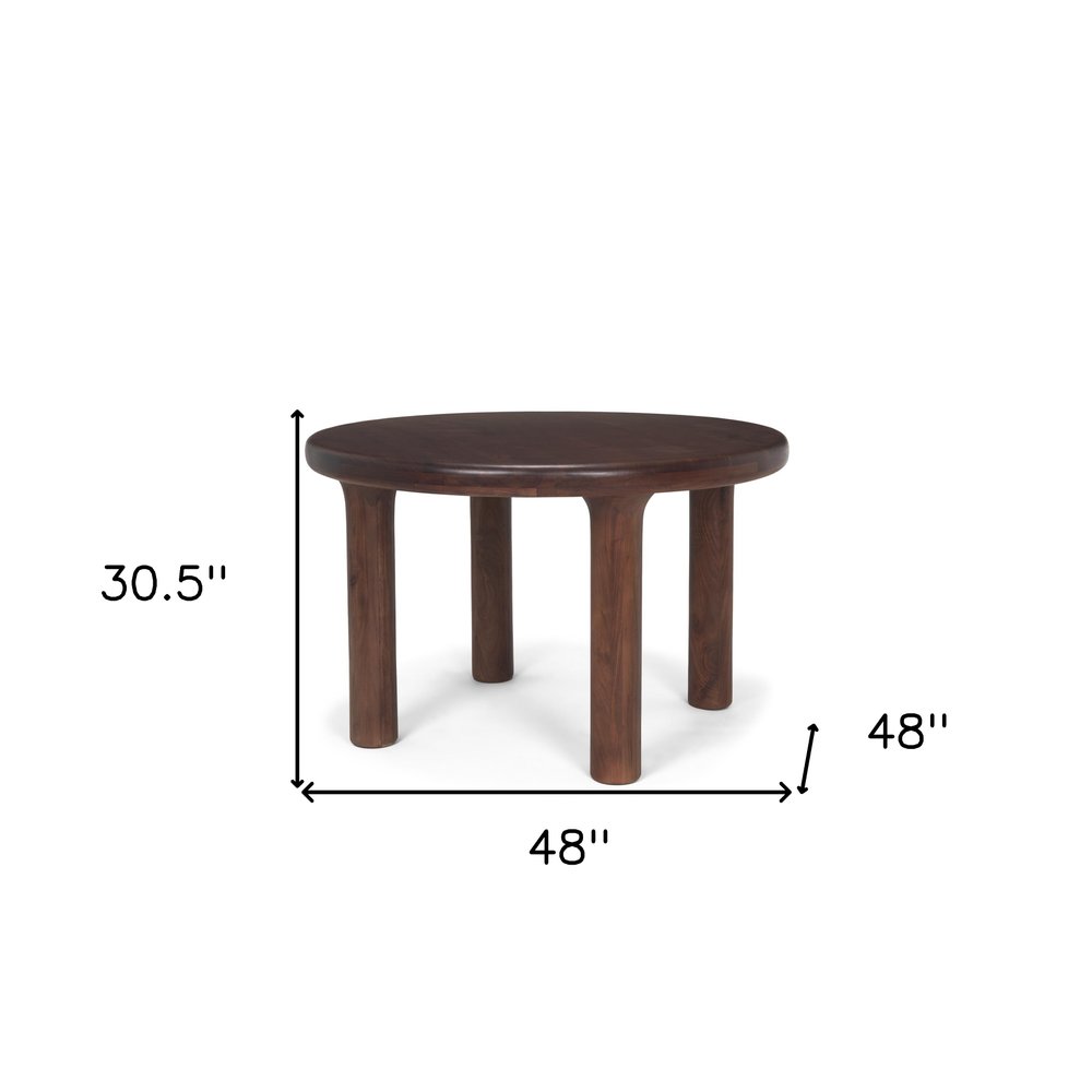 Brown Solid Wood Round Top Dining Table - 48-inch