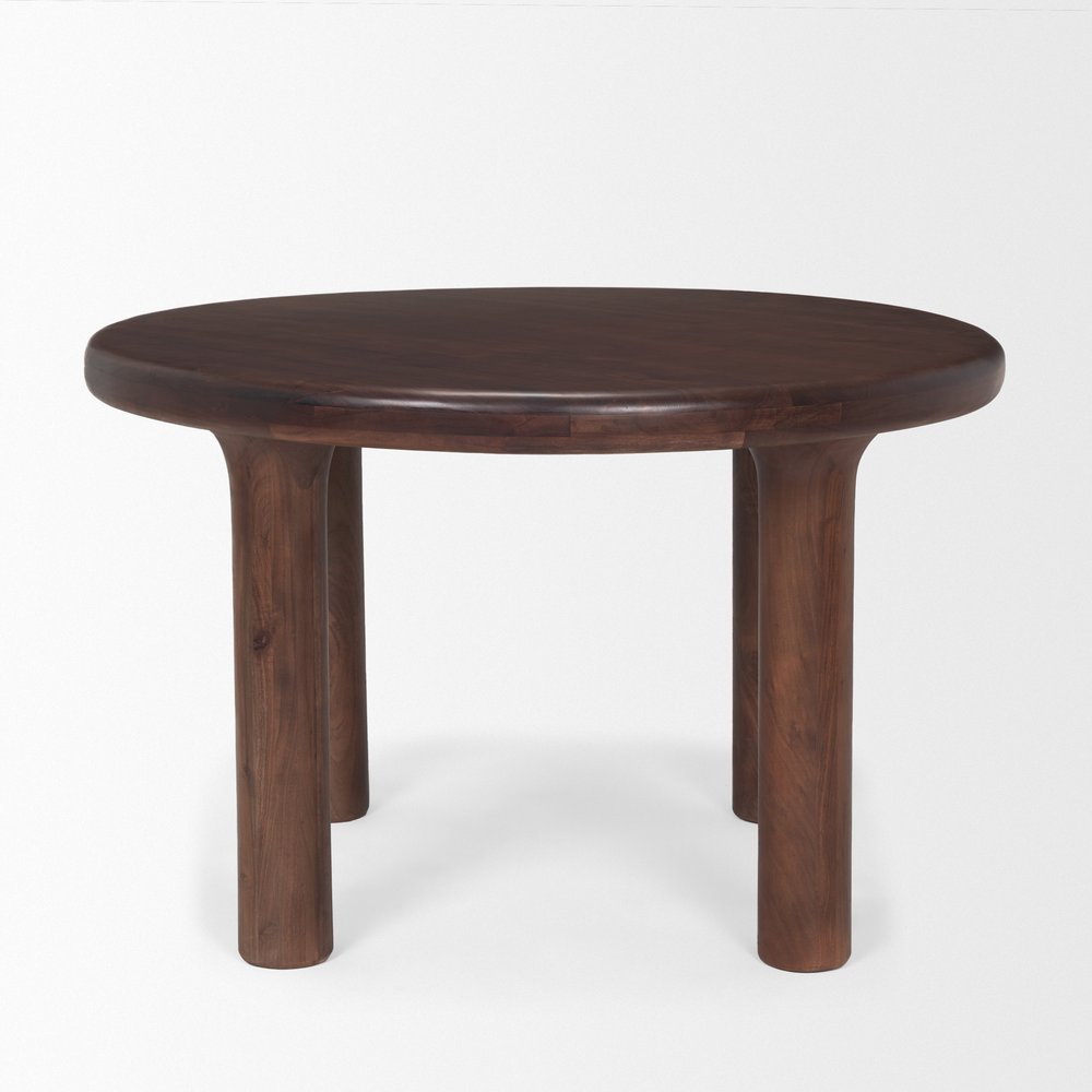 Brown Solid Wood Round Top Dining Table - 48-inch
