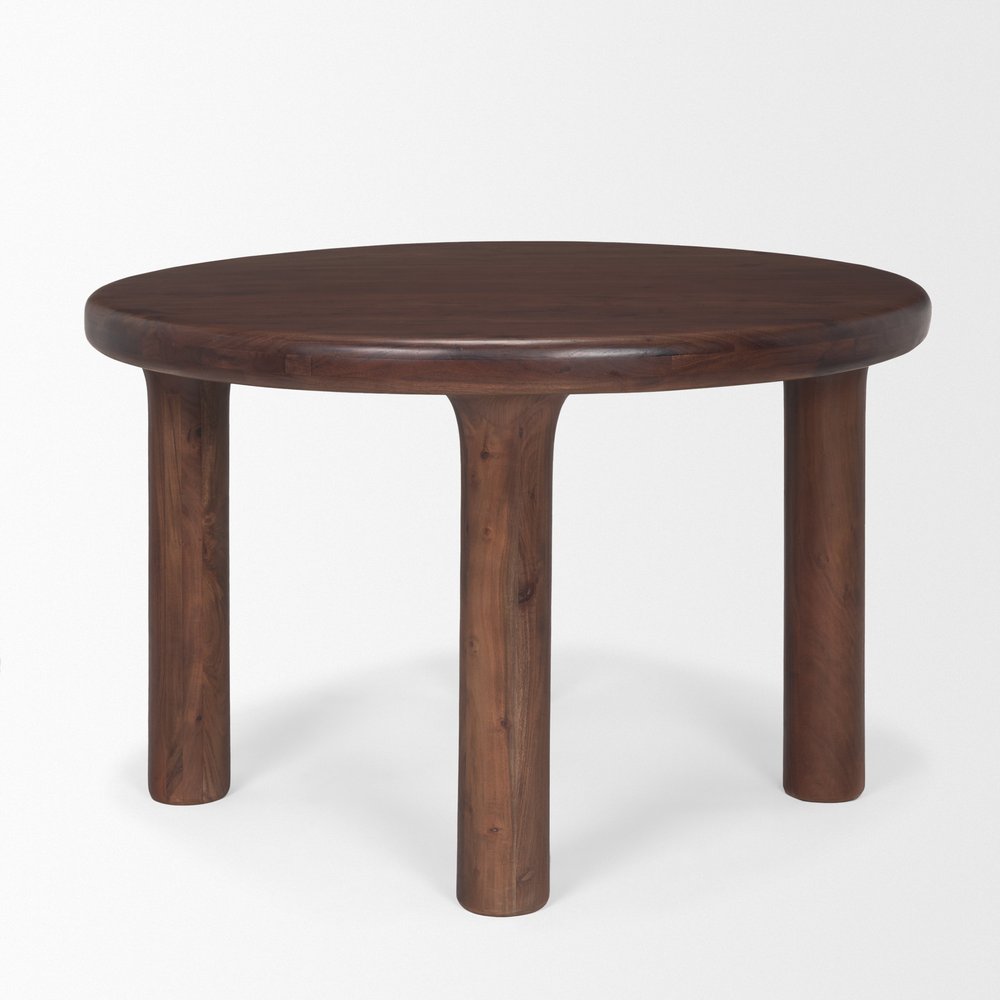 Brown Solid Wood Round Top Dining Table - 48-inch