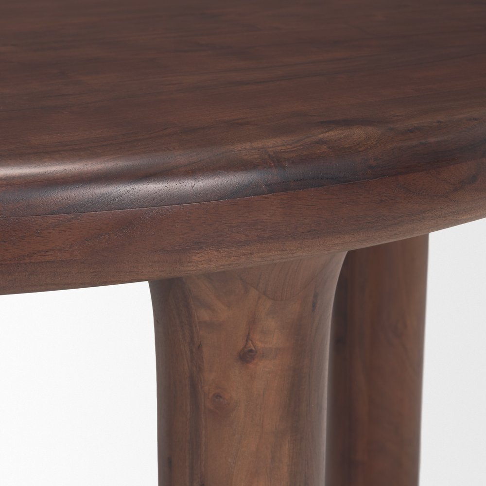 Brown Solid Wood Round Top Dining Table - 48-inch