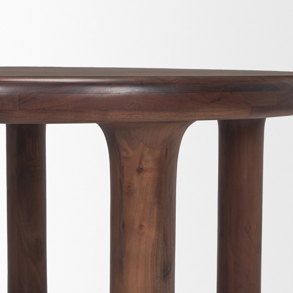 Brown Solid Wood Round Top Dining Table - 48-inch