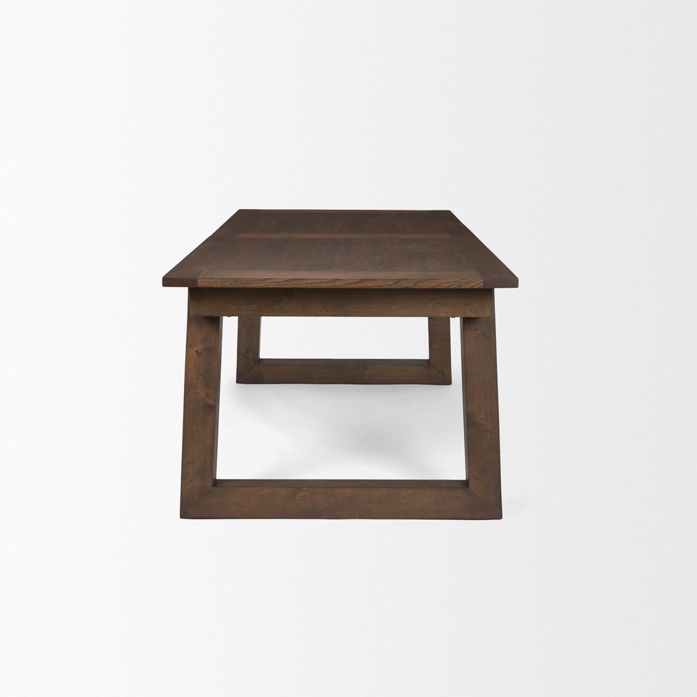 Dark Brown Solid Wood Self-Storing Leaf Sled Base Extendable Dining Table