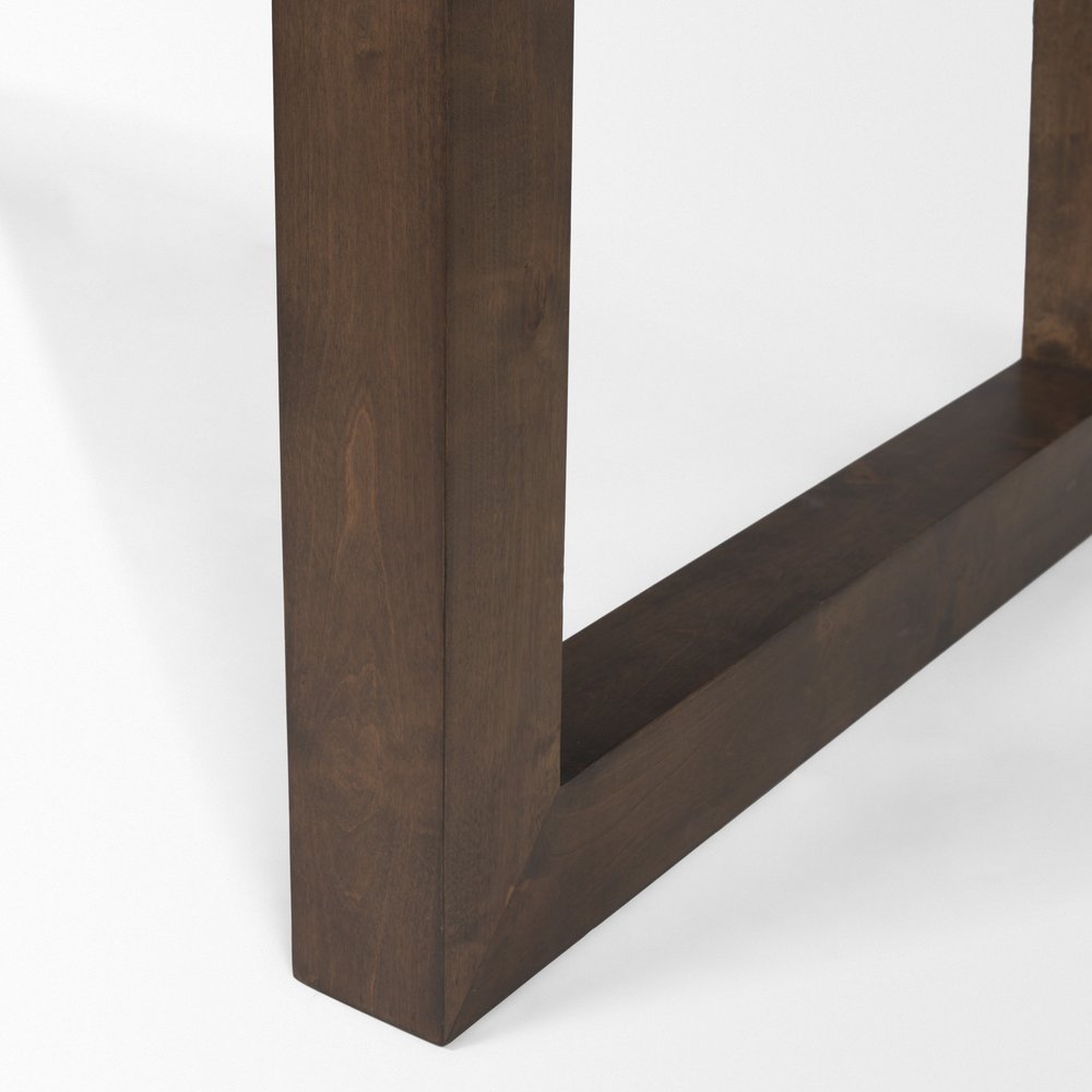 Dark Brown Solid Wood Self-Storing Leaf Sled Base Extendable Dining Table
