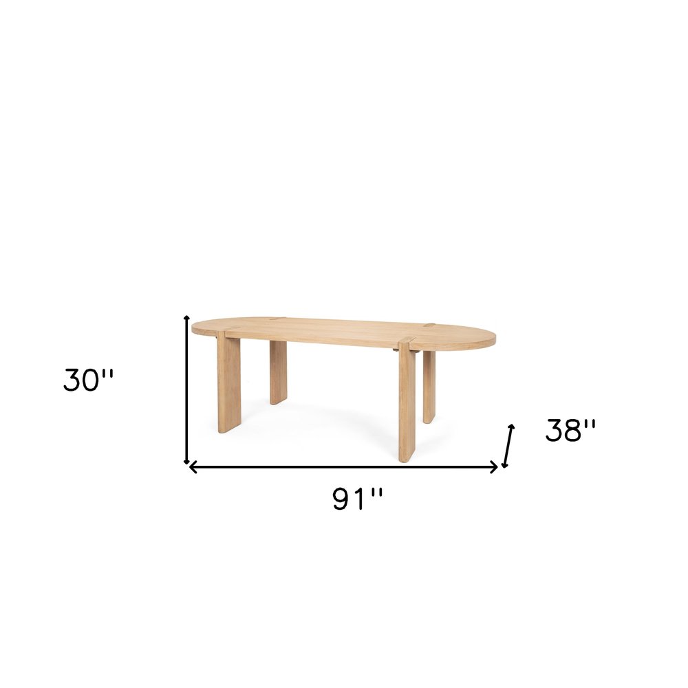 Light Brown Wood Oval Dining Table - 91-inch