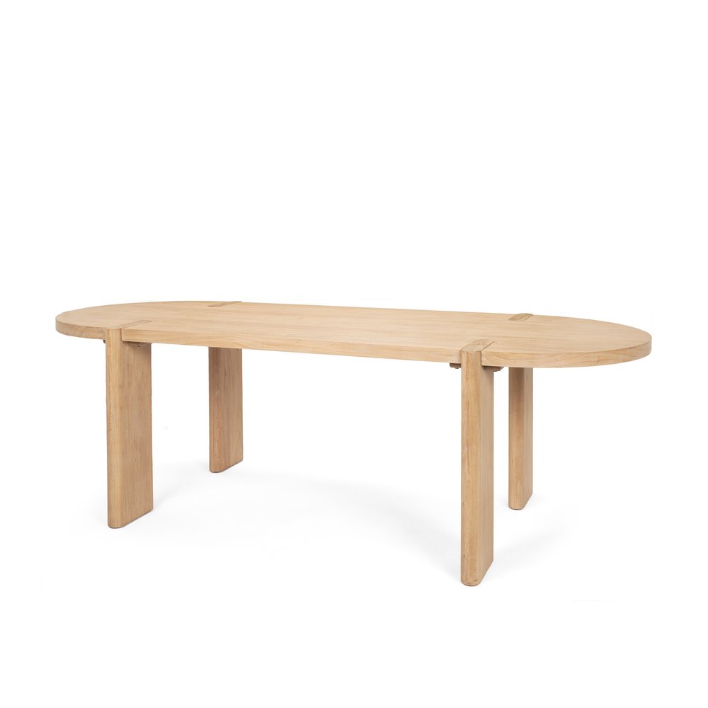 Light Brown Wood Oval Dining Table - 91-inch