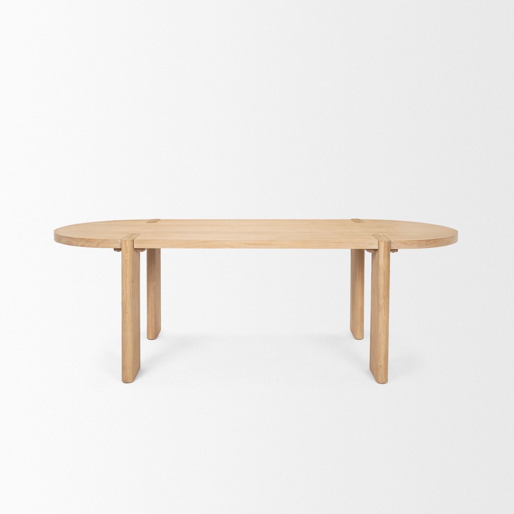 Light Brown Wood Oval Dining Table - 91-inch