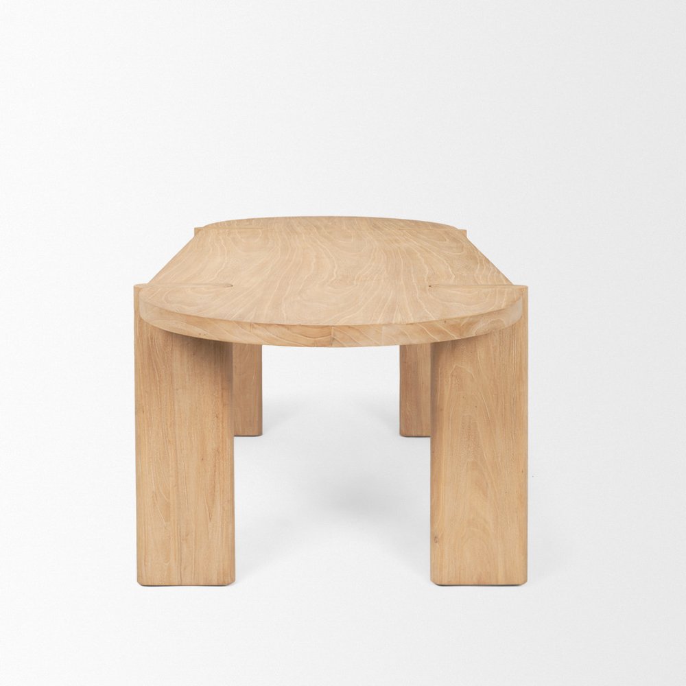 Light Brown Wood Oval Dining Table - 91-inch