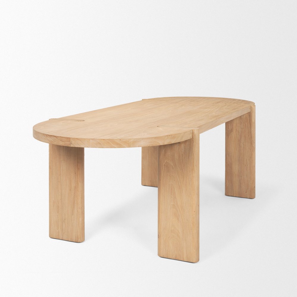 Light Brown Wood Oval Dining Table - 91-inch