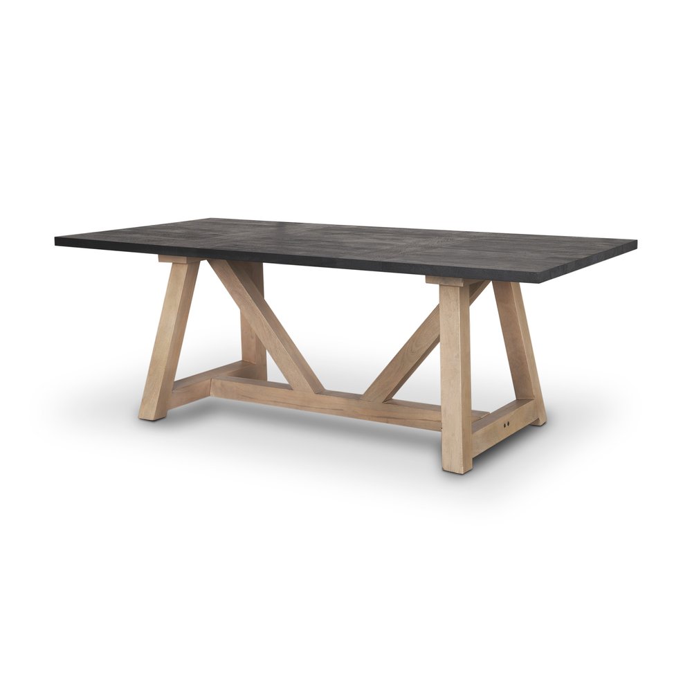 Black and Brown Solid Wood Trestle Base Dining Table - 84-inch