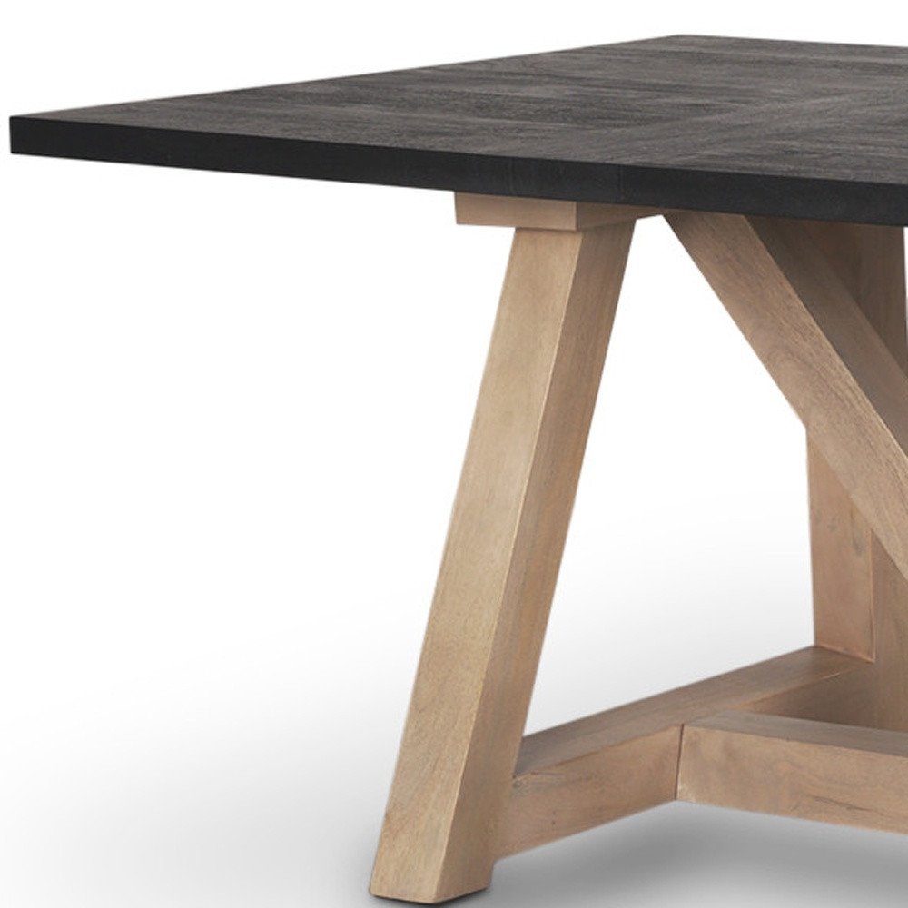 Black and Brown Solid Wood Trestle Base Dining Table - 84-inch