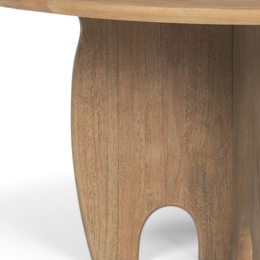 Brown Solid Wood Pedestal Base Round Top Dining Table - 59-inch