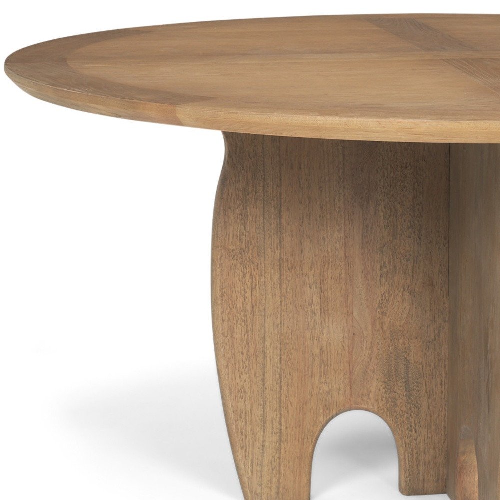Brown Solid Wood Pedestal Base Round Top Dining Table - 59-inch
