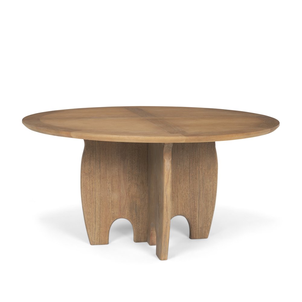 Brown Solid Wood Pedestal Base Round Top Dining Table - 59-inch