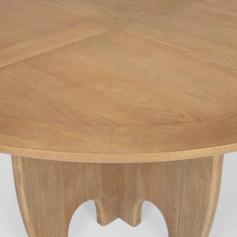 Brown Solid Wood Pedestal Base Round Top Dining Table - 59-inch