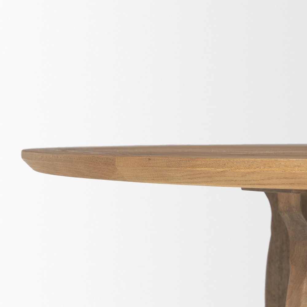 Brown Solid Wood Pedestal Base Round Top Dining Table - 59-inch