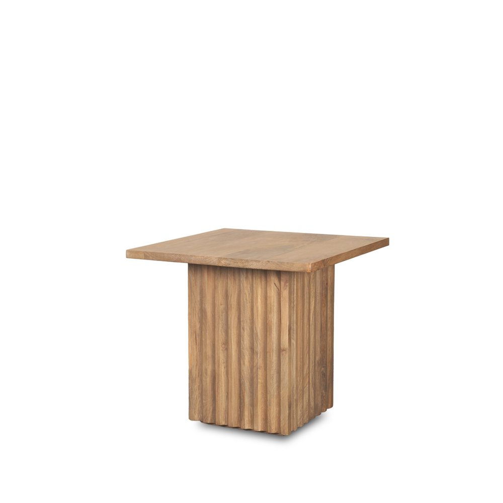 Brown Solid Wood Square Block End Table - 22-inch