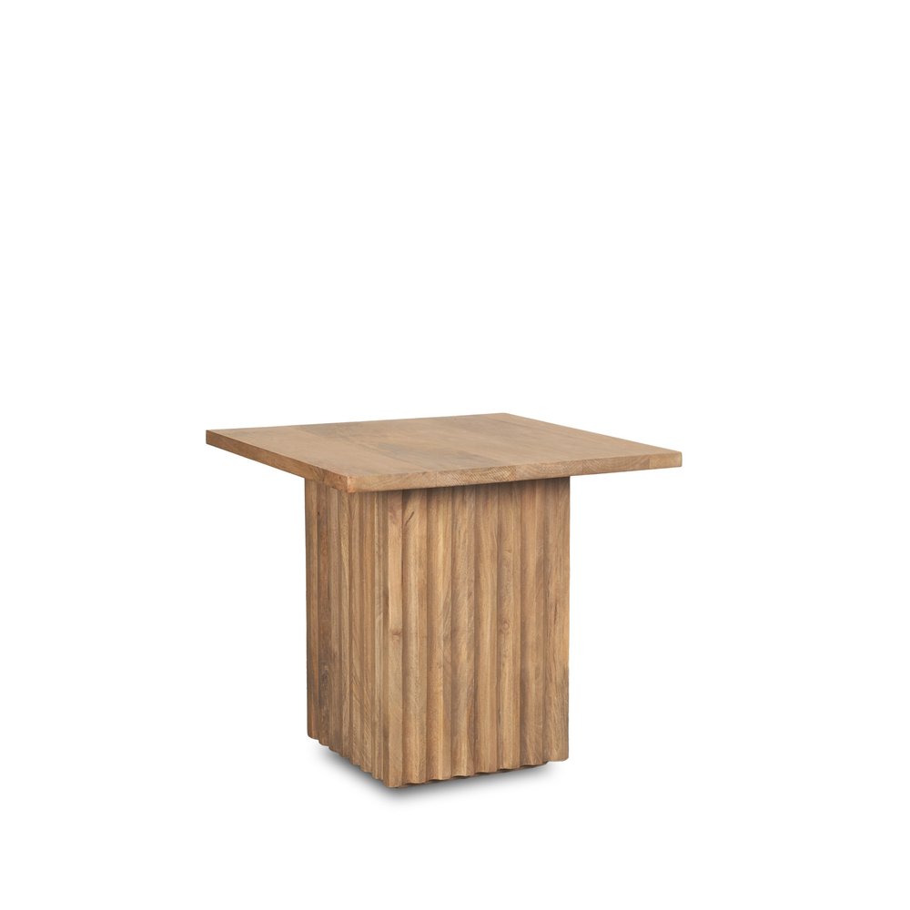 Brown Solid Wood Square Block End Table - 22-inch