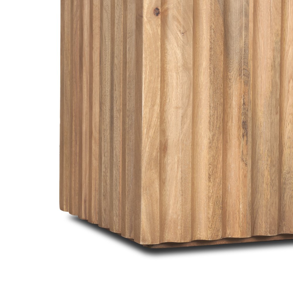 Brown Solid Wood Square Block End Table - 22-inch