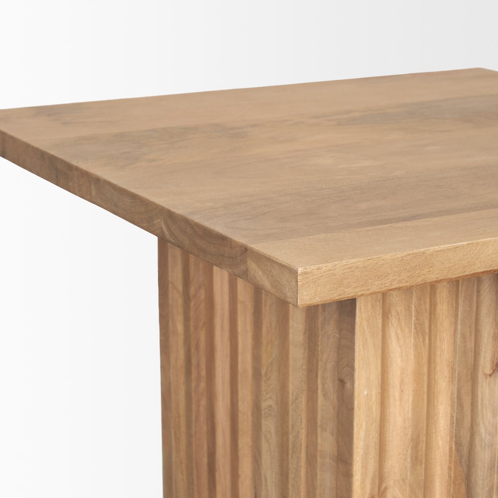 Brown Solid Wood Square Block End Table - 22-inch