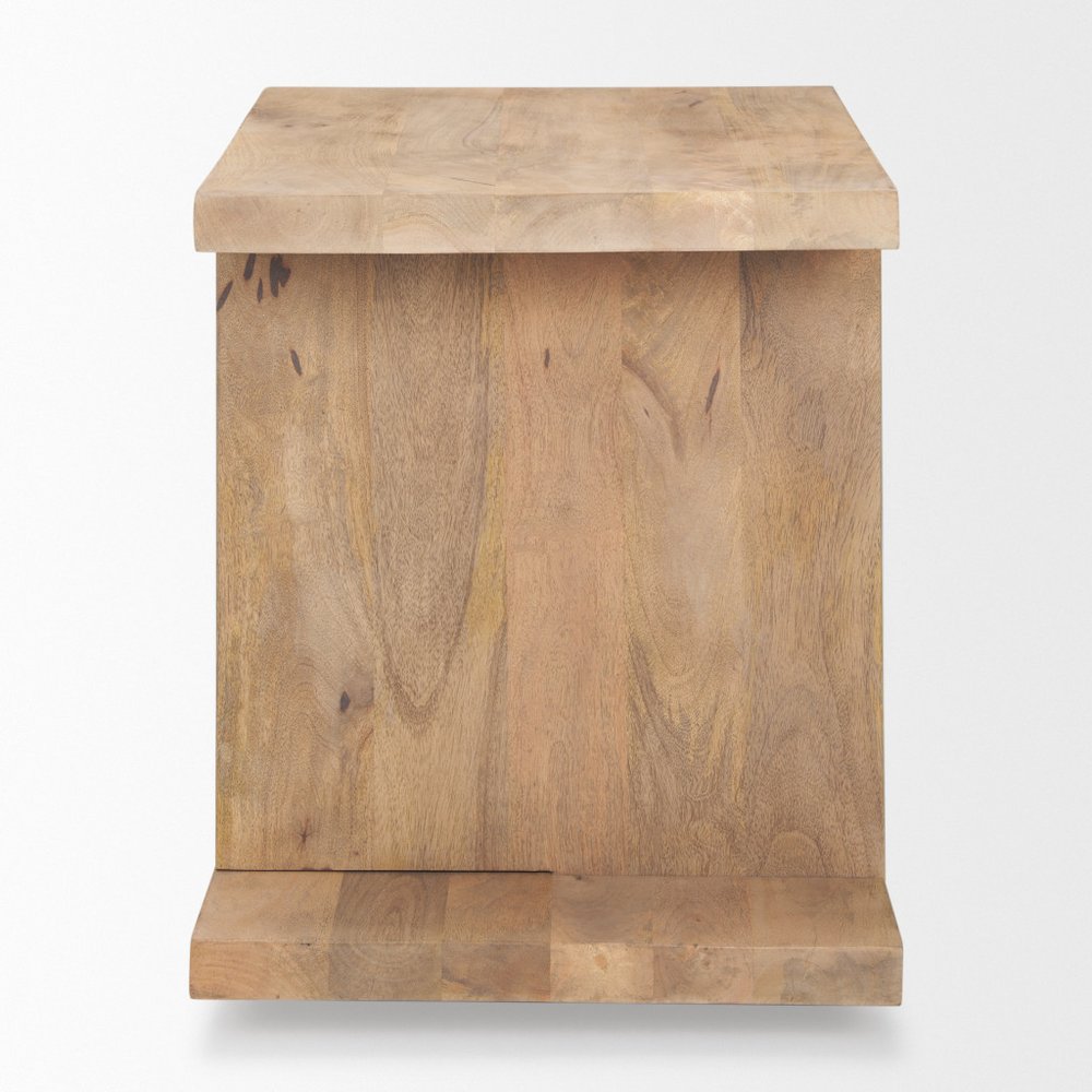 Brown Solid Wood Sled End Table with Shelf - 22-inch