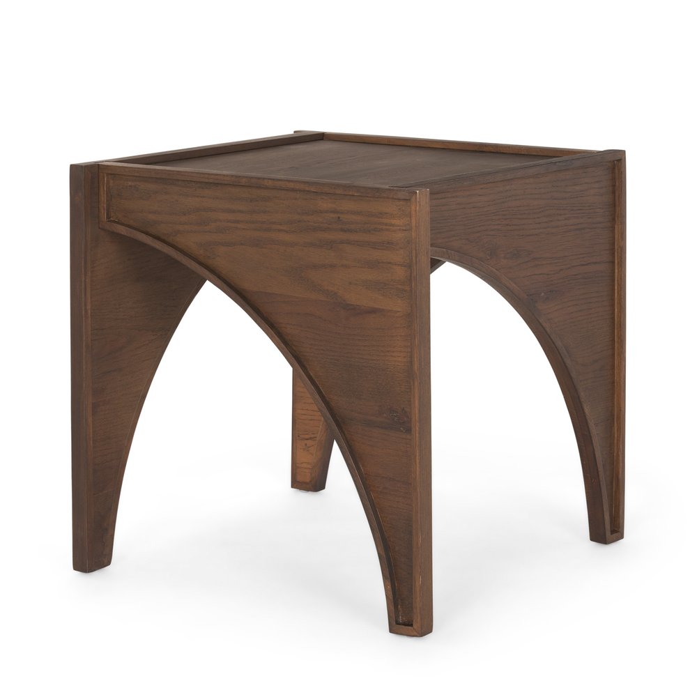 Brown Wood Modern Arched Square End Table - 24-inch